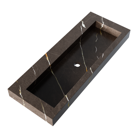 BRAUER Coral wastafel 120-1 met 1 spoelbak en 0 kraangaten marmerlook Copper Brown WT-CA120-10CB