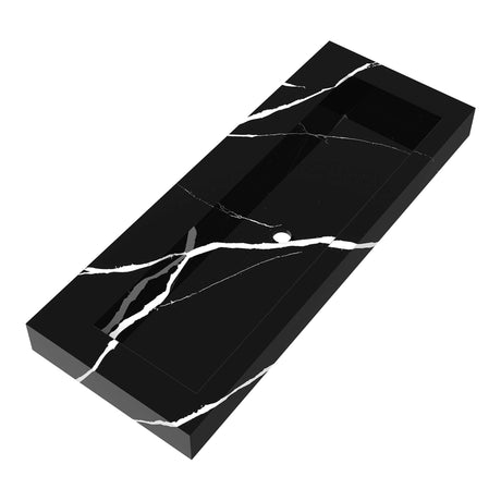 BRAUER Coral wastafel 120-1 met 1 spoelbak en 0 kraangaten marmerlook Nero Marquina WT-CA120-10NM