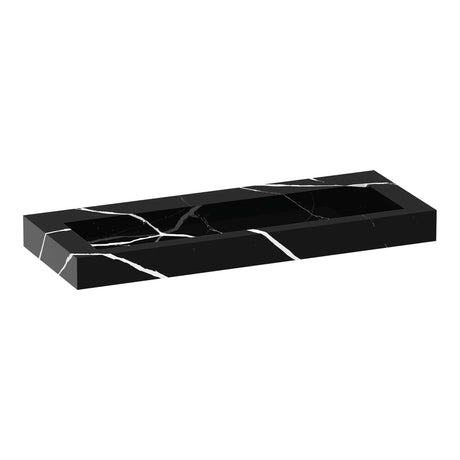 BRAUER Coral wastafel 120-1 met 1 spoelbak en 0 kraangaten marmerlook Nero Marquina WT-CA120-10NM