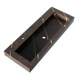 BRAUER Coral wastafel 120-1 met 1 spoelbak en 2 kraangaten marmerlook Copper Brown WT-CA120-12CB