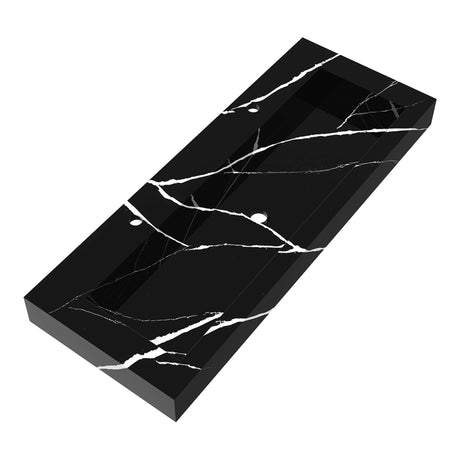 BRAUER Coral wastafel 120-1 met 1 spoelbak en 2 kraangaten marmerlook Nero Marquina WT-CA120-12NM