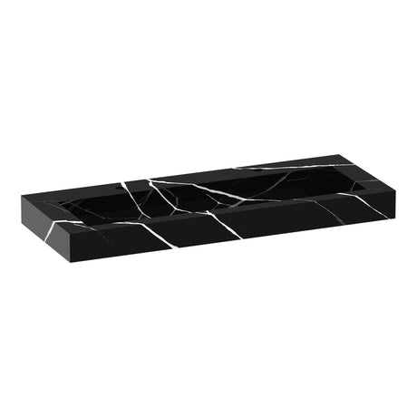 BRAUER Coral wastafel 120-1 met 1 spoelbak en 2 kraangaten marmerlook Nero Marquina WT-CA120-12NM