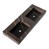 BRAUER Coral wastafel 120-2 met 2 spoelbakken en 0 kraangaten marmerlook Copper Brown WT-CA120-20CB