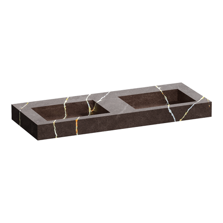 BRAUER Coral wastafel 120-2 met 2 spoelbakken en 0 kraangaten marmerlook Copper Brown WT-CA120-20CB