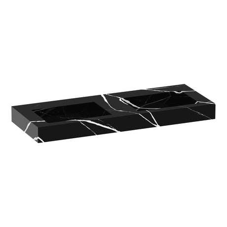 BRAUER Coral wastafel 120-2 met 2 spoelbakken en 0 kraangaten marmerlook Nero Marquina WT-CA120-20NM