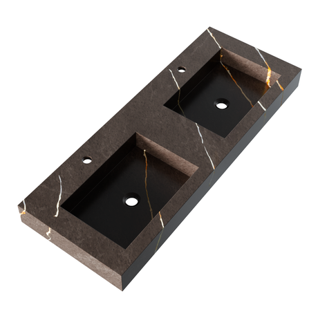 BRAUER Coral wastafel 120-2 met 2 spoelbakken en 2 kraangaten marmerlook Copper Brown WT-CA120-22CB
