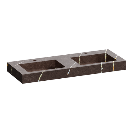 BRAUER Coral wastafel 120-2 met 2 spoelbakken en 2 kraangaten marmerlook Copper Brown WT-CA120-22CB