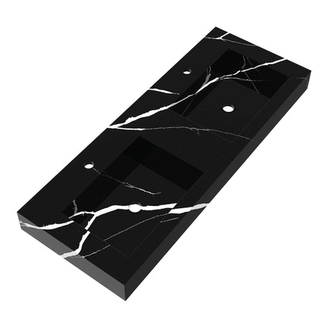 BRAUER Coral wastafel 120-2 met 2 spoelbakken en 2 kraangaten marmerlook Nero Marquina WT-CA120-22NM