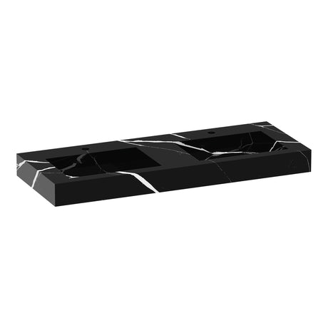 BRAUER Coral wastafel 120-2 met 2 spoelbakken en 2 kraangaten marmerlook Nero Marquina WT-CA120-22NM