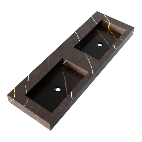 BRAUER Coral wastafel 140 met 2 spoelbakken en 0 kraangaten marmerlook Copper Brown WT-CA1400CB