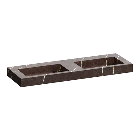 BRAUER Coral wastafel 140 met 2 spoelbakken en 0 kraangaten marmerlook Copper Brown WT-CA1400CB