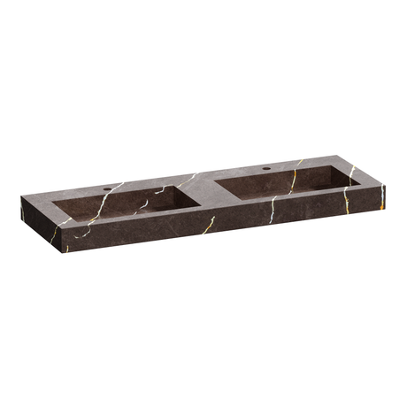 BRAUER Coral wastafel 140 met 2 spoelbakken en 2 kraangaten marmerlook Copper Brown WT-CA1402CB