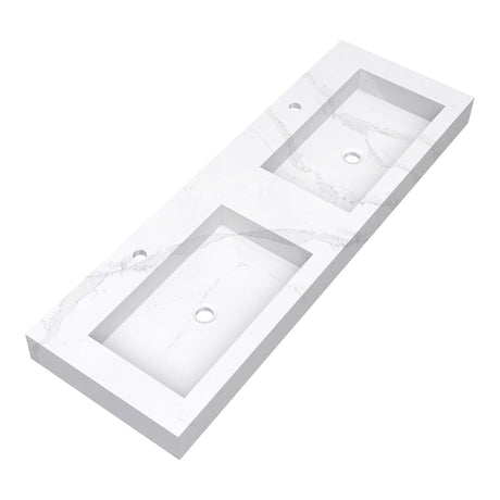 BRAUER Coral wastafel 140 met 2 spoelbakken en 2 kraangaten marmerlook Calacatta Gold WT-CA1402CG