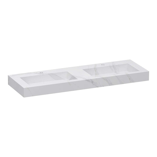 BRAUER Coral wastafel 140 met 2 spoelbakken en 2 kraangaten marmerlook Calacatta Gold WT-CA1402CG