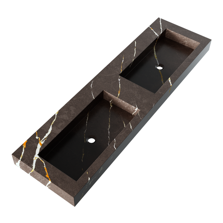 BRAUER Coral wastafel 160 met 2 spoelbakken en 0 kraangaten marmerlook Copper Brown WT-CA1600CB