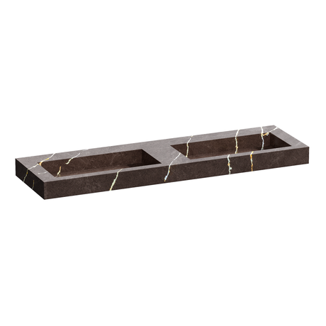 BRAUER Coral wastafel 160 met 2 spoelbakken en 0 kraangaten marmerlook Copper Brown WT-CA1600CB