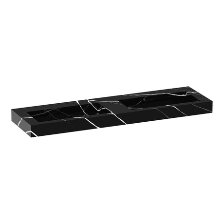 BRAUER Coral wastafel 160 met 2 spoelbakken en 0 kraangaten marmerlook Nero Marquina WT-CA1600NM