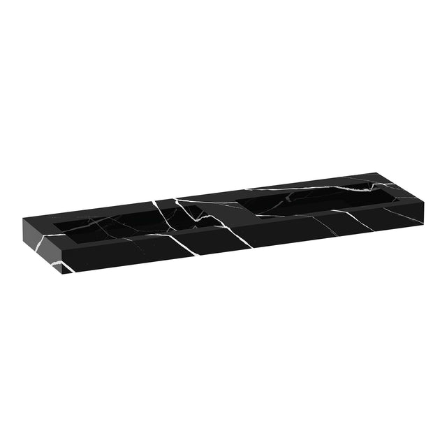 BRAUER Coral wastafel 160 met 2 spoelbakken en 0 kraangaten marmerlook Nero Marquina WT-CA1600NM