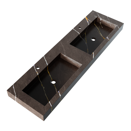 BRAUER Coral wastafel 160 met 2 spoelbakken en 2 kraangaten marmerlook Copper Brown WT-CA1602CB
