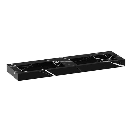 BRAUER Coral wastafel 160 met 2 spoelbakken en 2 kraangaten marmerlook Nero Marquina WT-CA1602NM