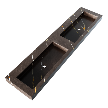 BRAUER Coral wastafel 200 met 2 spoelbakken en 0 kraangaten marmerlook Copper Brown WT-CA2000CB