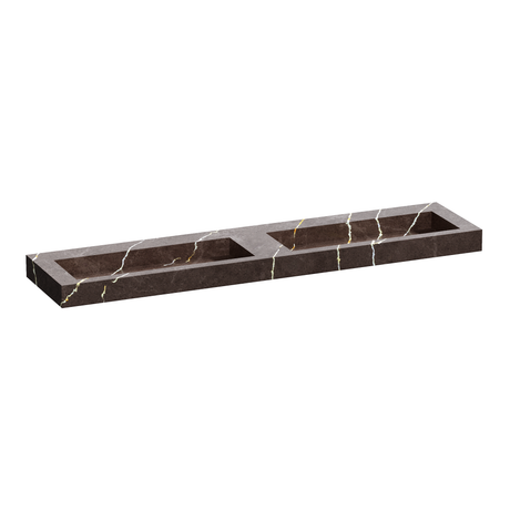 BRAUER Coral wastafel 200 met 2 spoelbakken en 0 kraangaten marmerlook Copper Brown WT-CA2000CB