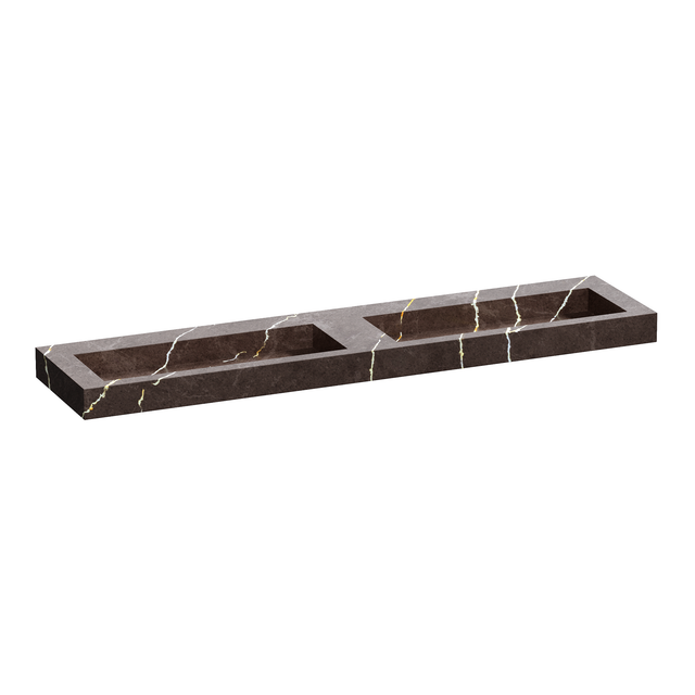 BRAUER Coral wastafel 200 met 2 spoelbakken en 0 kraangaten marmerlook Copper Brown WT-CA2000CB
