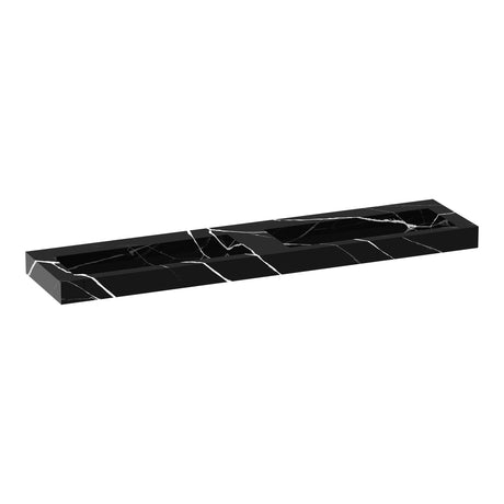 BRAUER Coral wastafel 200 met 2 spoelbakken en 0 kraangaten marmerlook Nero Marquina WT-CA2000NM