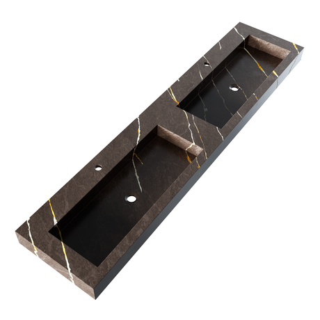 BRAUER Coral wastafel 200 met 2 spoelbakken en 2 kraangaten marmerlook Copper Brown WT-CA2002CB