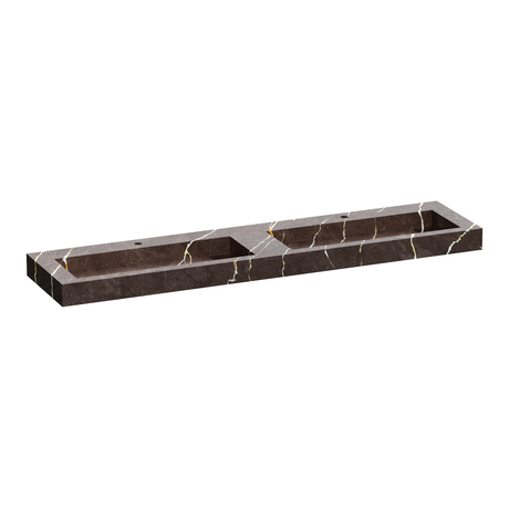 BRAUER Coral wastafel 200 met 2 spoelbakken en 2 kraangaten marmerlook Copper Brown WT-CA2002CB