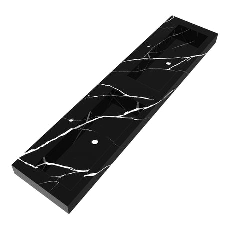 BRAUER Coral wastafel 200 met 2 spoelbakken en 2 kraangaten marmerlook Nero Marquina WT-CA2002NM