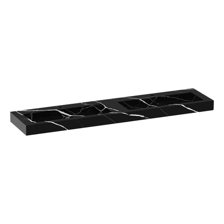 BRAUER Coral wastafel 200 met 2 spoelbakken en 2 kraangaten marmerlook Nero Marquina WT-CA2002NM