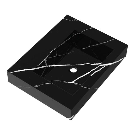 BRAUER Coral wastafel 60 met 1 spoelbak en 0 kraangaten marmerlook Nero Marquina WT-CA600NM