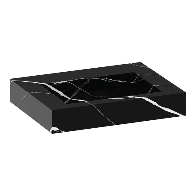 BRAUER Coral wastafel 60 met 1 spoelbak en 0 kraangaten marmerlook Nero Marquina WT-CA600NM