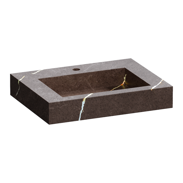 BRAUER Coral wastafel 60 met 1 spoelbak en 1 kraangat marmerlook Copper Brown WT-CA601CB
