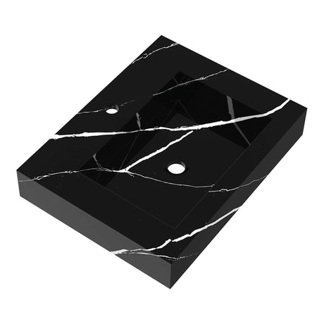 BRAUER Coral wastafel 60 met 1 spoelbak en 1 kraangat marmerlook Nero Marquina WT-CA601NM