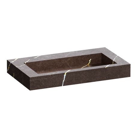 BRAUER Coral wastafel 80 met 1 spoelbak en 0 kraangaten marmerlook Copper Brown WT-CA800CB