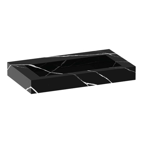 BRAUER Coral wastafel 80 met 1 spoelbak en 0 kraangaten marmerlook Nero Marquina WT-CA800NM