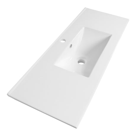 BRAUER Frost wastafel 100 met 1 spoelbak en 1 kraangat keramiek hoogglans wit WT-FR1001HW