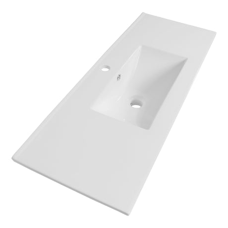 BRAUER Frost wastafel ondiep 100 met 1 spoelbak en 1 kraangat keramiek hoogglans wit WT-FRO1001HW