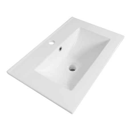 BRAUER Frost wastafel ondiep 60 met 1 spoelbak en 1 kraangat keramiek hoogglans wit WT-FRO601HW