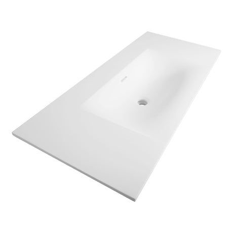 BRAUER Glacier wastafel 100 met 1 spoelbak en 0 kraangaten fine stone mat wit WT-GL1000MW