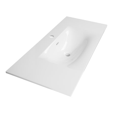 BRAUER Glacier wastafel 100 met 1 spoelbak en 1 kraangat fine stone hoogglans wit WT-GL1001HW