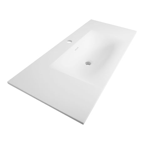 BRAUER Glacier wastafel 100 met 1 spoelbak en 1 kraangat fine stone mat wit WT-GL1001MW