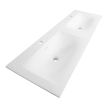 BRAUER Glacier wastafel 120-2 met 2 spoelbakken en 2 kraangaten fine stone mat wit WT-GL120-22MW