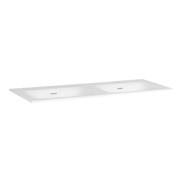 BRAUER Glacier wastafel 120-2 met 2 spoelbakken en 2 kraangaten fine stone mat wit WT-GL120-22MW