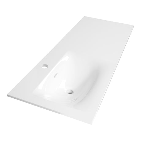 BRAUER Glacier wastafel asymmetrisch 120 met 1 spoelbak links en 1 kraangat fine stone hoogglans wit WT-GL1201LHW