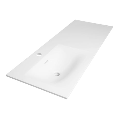 BRAUER Glacier wastafel asymmetrisch 120 met 1 spoelbak links en 1 kraangat fine stone mat wit WT-GL1201LMW