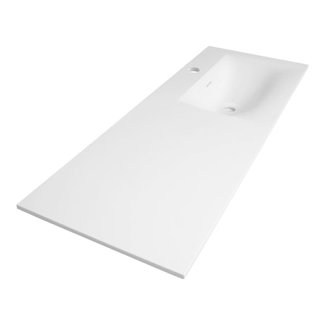 BRAUER Glacier wastafel asymmetrisch 120 met 1 spoelbak rechts en 1 kraangat fine stone mat wit WT-GL1201RMW