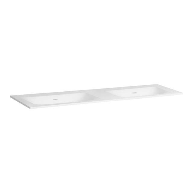 BRAUER Glacier wastafel 140 met 2 spoelbakken en 0 kraangaten fine stone mat wit WT-GL1400MW